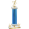 Premium Single Blue Carbon Fiber Second Place Bowling Trophy