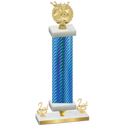 Premium Single Blue Carbon Fiber Second Place Bowling Trophy