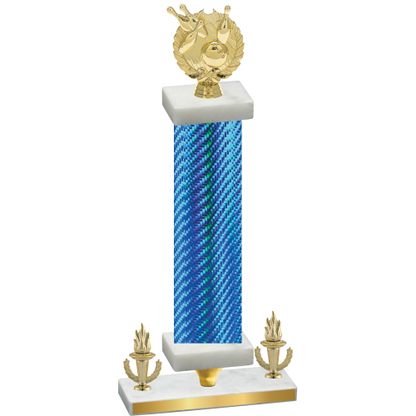 Premium Single Blue Carbon Fiber Victory Bowling Trophy