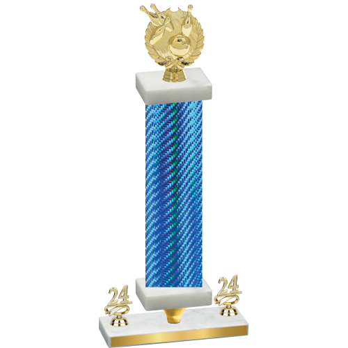 Premium Single Blue Carbon Fiber Year Bowling Trophy