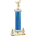 Premium Single Blue Carbon Fiber Victory Volleyball Trophy