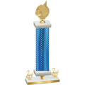 Premium Single Blue Carbon Fiber Second Place Volleyball Trophy