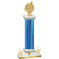 Premium Single Blue Carbon Fiber Third Place Volleyball Trophy