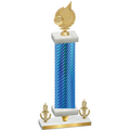 Premium Single Blue Carbon Fiber Victory Volleyball Trophy