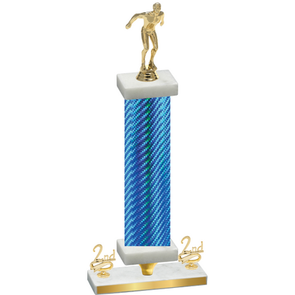 Premium Single Blue Carbon Fiber Second Place Swimming Trophy