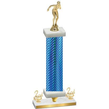 Premium Single Blue Carbon Fiber Second Place Tennis Trophy