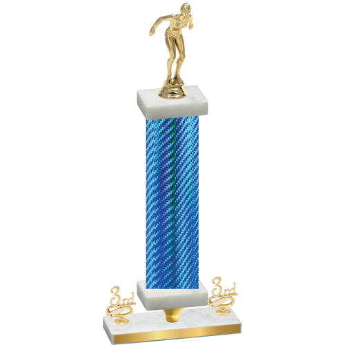 Premium Single Blue Carbon Fiber Third Place Tennis Trophy