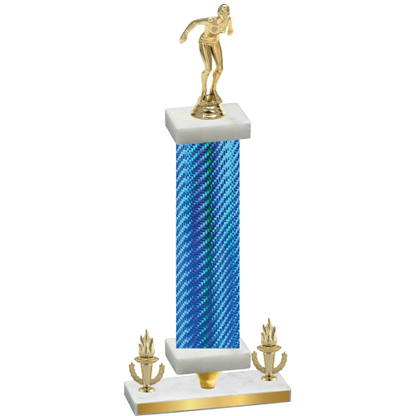 Premium Single Blue Carbon Fiber Victory Tennis Trophy