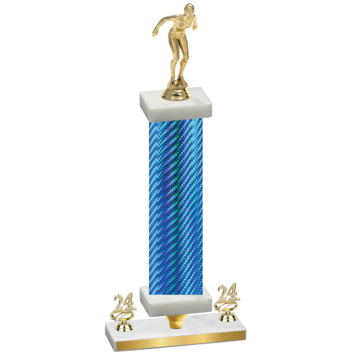 Premium Single Blue Carbon Fiber Year Tennis Trophy