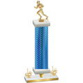 Premium Single Blue Carbon Fiber First Place Football Trophy