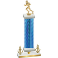 Premium Single Blue Carbon Fiber Victory Football Trophy