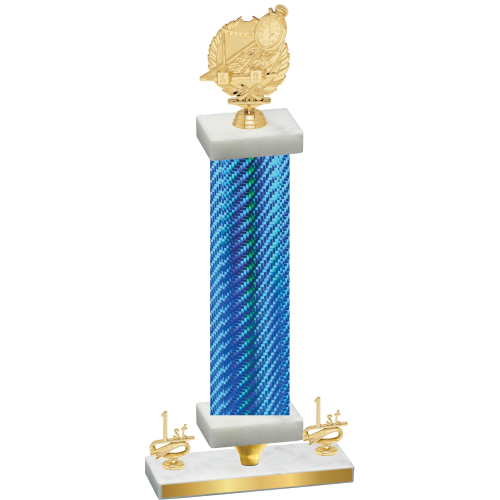 Premium Single Blue Carbon Fiber First Place Swimming Trophy
