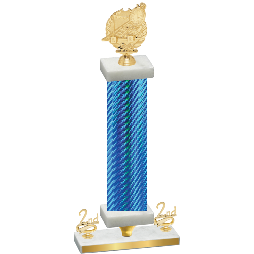 Premium Single Blue Carbon Fiber Second Place Swimming Trophy