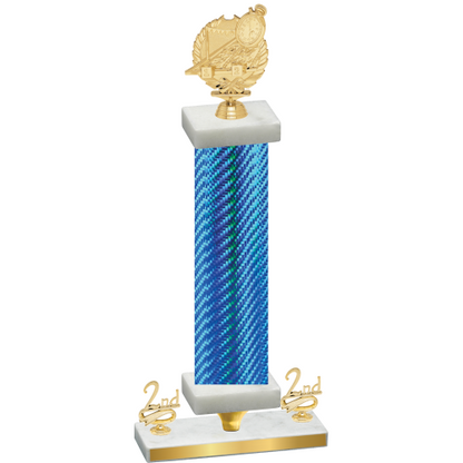 Premium Single Blue Carbon Fiber Second Place Swimming Trophy