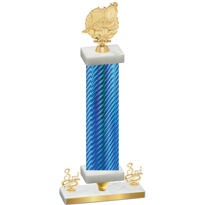 Premium Single Blue Carbon Fiber Third Place Swimming Trophy