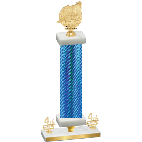 Premium Single Blue Carbon Fiber Fourth Place Swimming Trophy