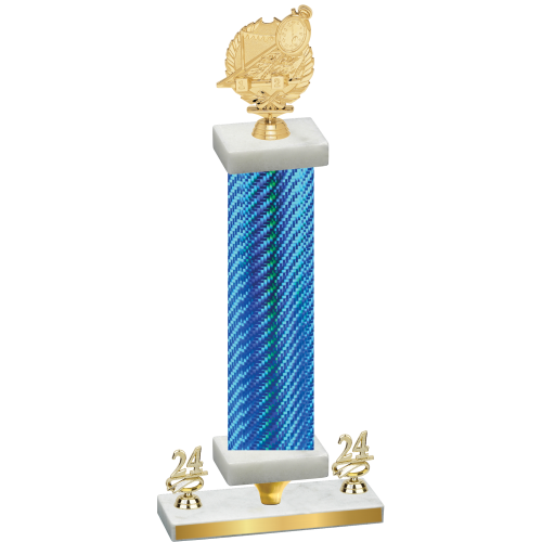 Premium Single Blue Carbon Fiber Year Swimming Trophy