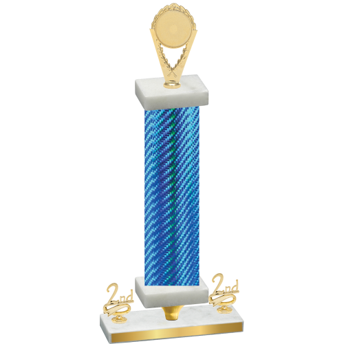 Premium Single Blue Carbon Fiber Second Place Insert Trophy