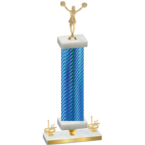 Premium Single Blue Carbon Fiber First Place Cheerleading Trophy