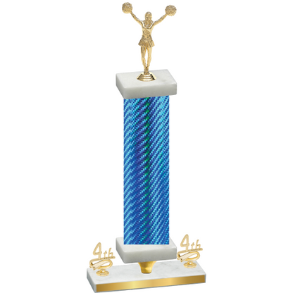 Premium Single Blue Carbon Fiber Fourth Place Cheerleading Trophy