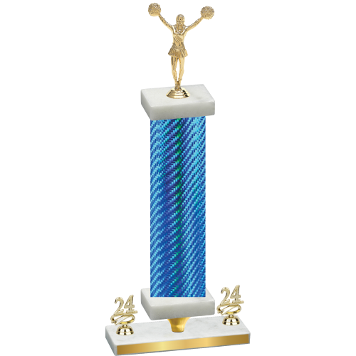 Premium Single Blue Carbon Fiber Year Cheerleading Trophy