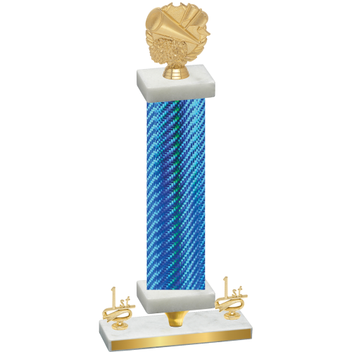 Premium Single Blue Carbon Fiber First Place Cheerleading Trophy
