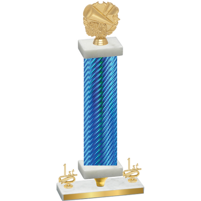 Premium Single Blue Carbon Fiber First Place Cheerleading Trophy