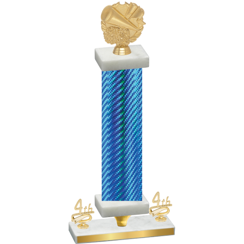 Premium Single Blue Carbon Fiber Fourth Place Cheerleading Trophy