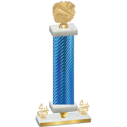 Premium Single Blue Carbon Fiber Fourth Place Cheerleading Trophy