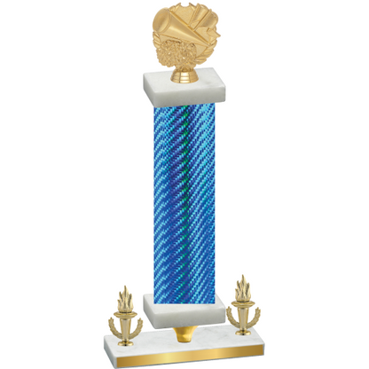 Premium Single Blue Carbon Fiber Victory Cheerleading Trophy