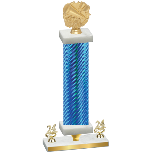 Premium Single Blue Carbon Fiber Year Cheerleading Trophy
