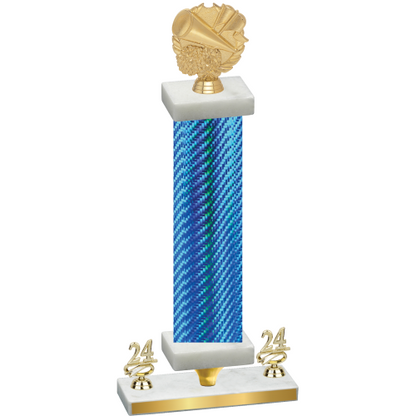 Premium Single Blue Carbon Fiber Year Cheerleading Trophy