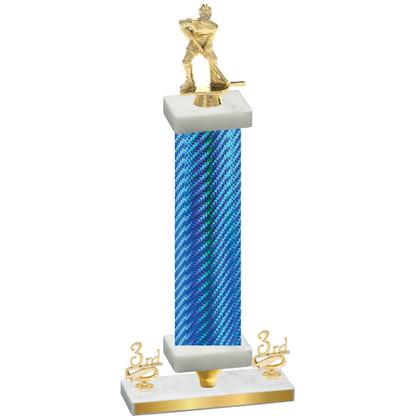 Premium Single Blue Carbon Fiber Third Place Hockey Trophy