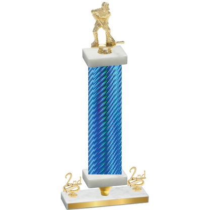Premium Single Blue Carbon Fiber Second Place Hockey Trophy