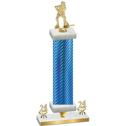 Premium Single Blue Carbon Fiber Year Hockey Trophy