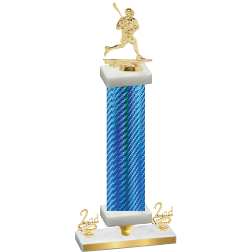 Premium Single Blue Carbon Fiber Second Place Lacrosse Trophy