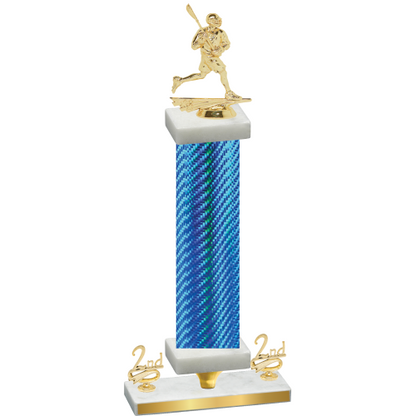 Premium Single Blue Carbon Fiber Second Place Lacrosse Trophy