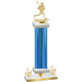 Premium Single Blue Carbon Fiber Third Place Lacrosse Trophy