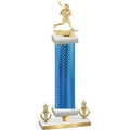 Premium Single Blue Carbon Fiber Victory Lacrosse Trophy