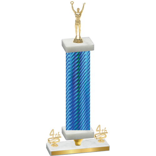Premium Single Blue Carbon Fiber Fourth Place Victory Trophy