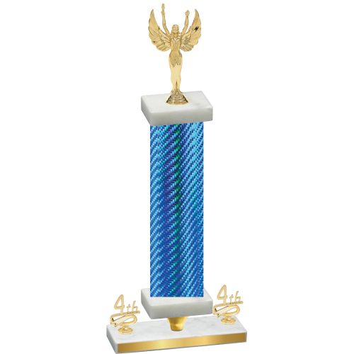 Premium Single Blue Carbon Fiber Fourth Place Victory Trophy