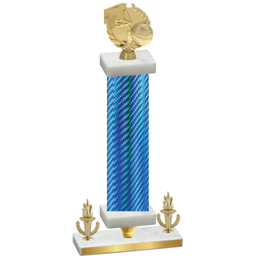 Premium Single Blue Carbon Fiber Victory Basketball Trophy