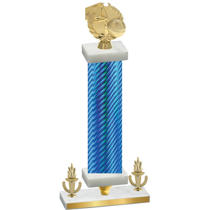 Premium Single Blue Carbon Fiber Victory Basketball Trophy