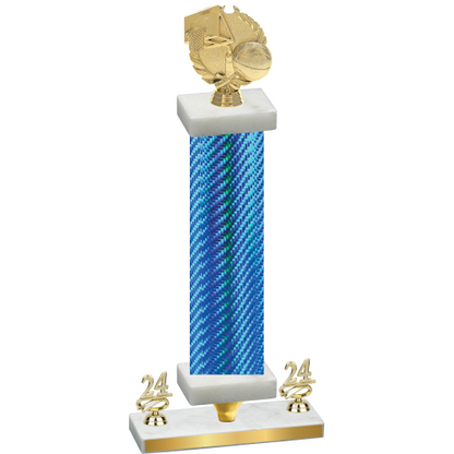 Premium Single Blue Carbon Fiber Year Basketball Trophy