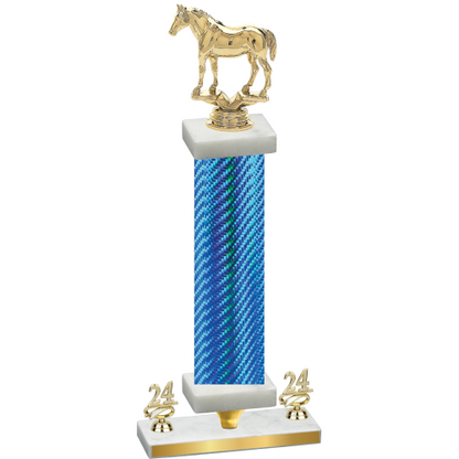 Premium Single Blue Carbon Fiber Year Horses Trophy