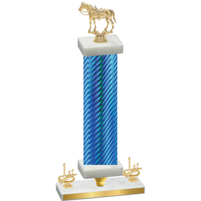 Premium Single Blue Carbon Fiber First Place Horses Trophy