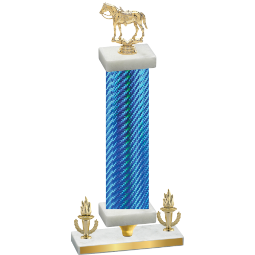 Premium Single Blue Carbon Fiber Victory Horses Trophy