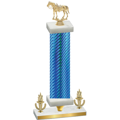 Premium Single Blue Carbon Fiber Victory Horses Trophy