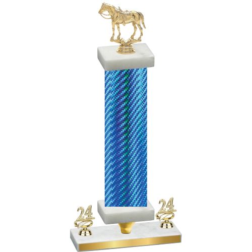 Premium Single Blue Carbon Fiber Year Horses Trophy