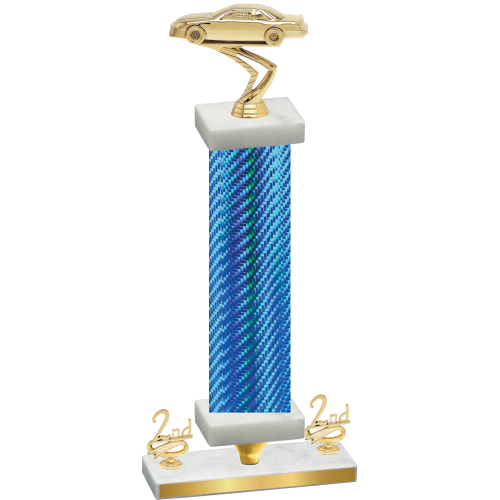 Premium Single Blue Carbon Fiber Second Place Cars Trophy